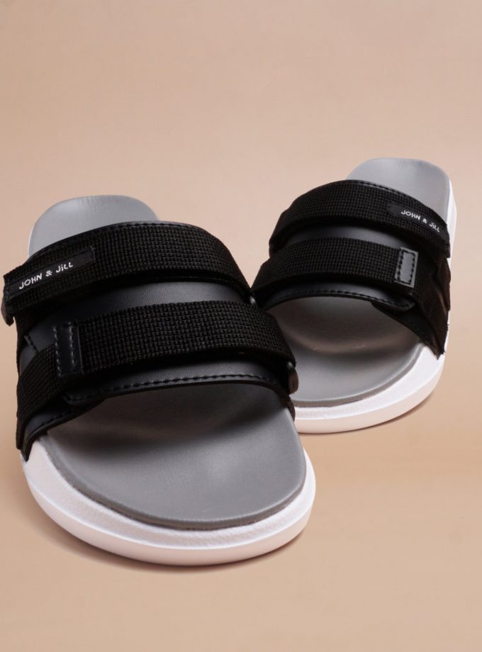 John&Jill Velcro Bold Sandal Grey-White