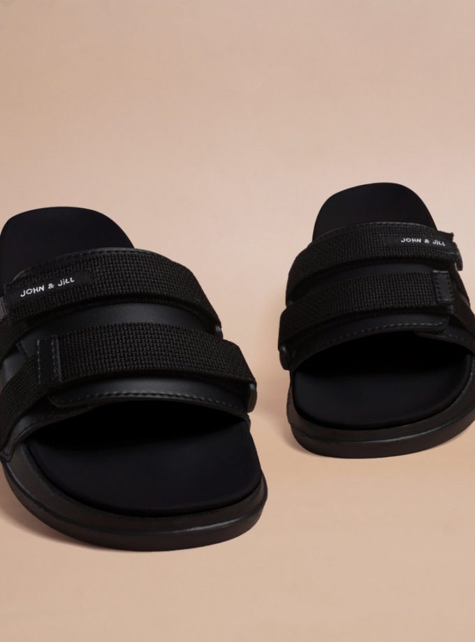 John&Jill Velcro Bold Sandal Black-Black