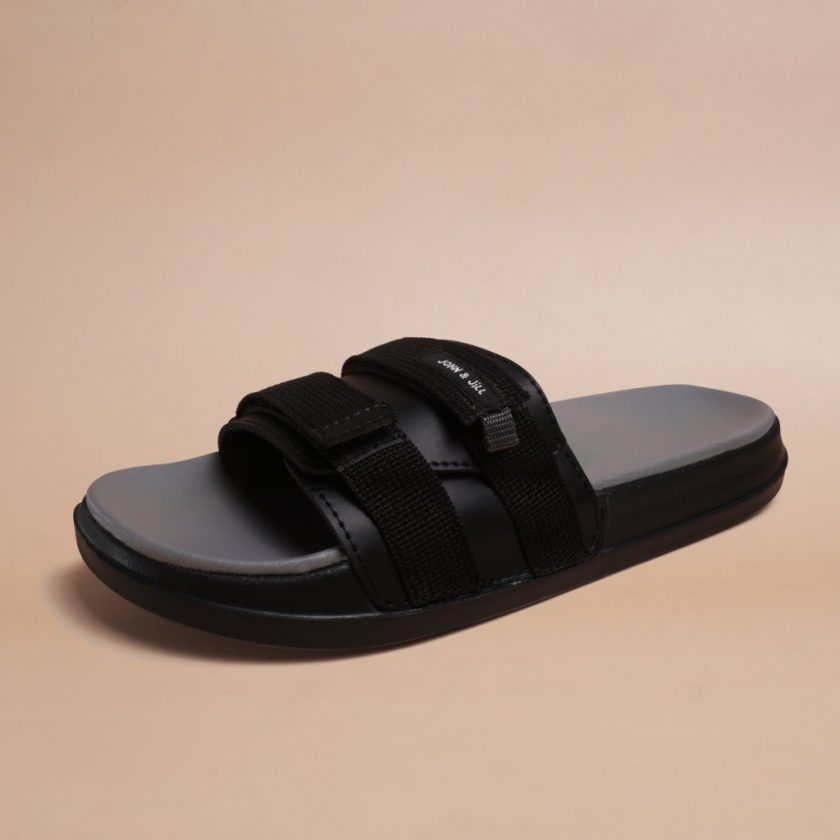John&Jill Velcro Bold Sandal Grey-Black - Image 3