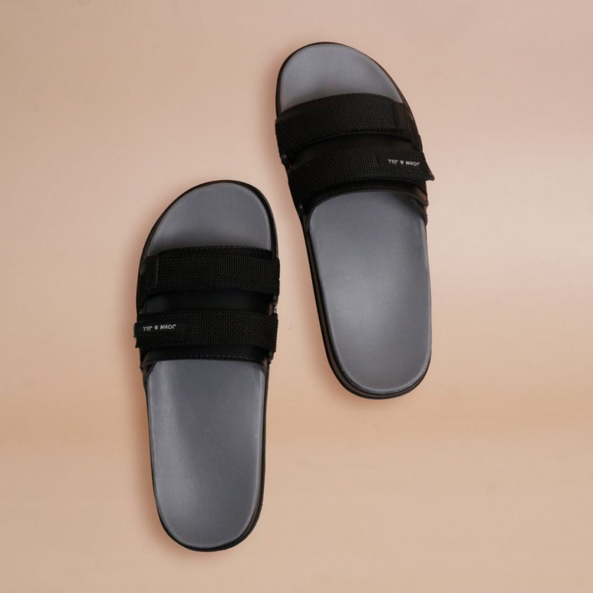 John&Jill Velcro Bold Sandal Grey-Black - Image 5