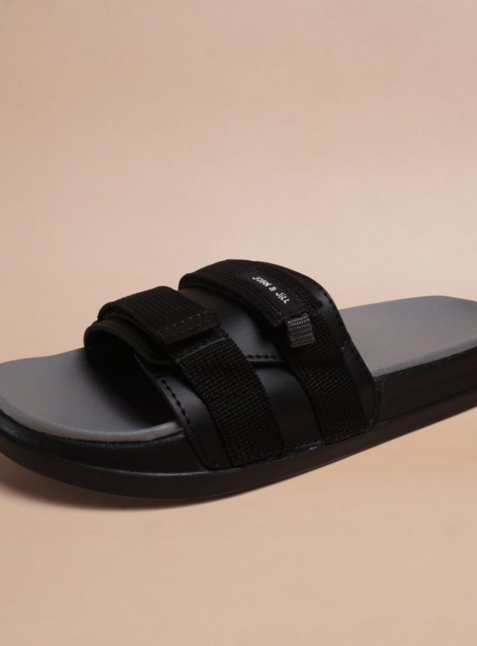 John&Jill Velcro Bold Sandal Grey-Black