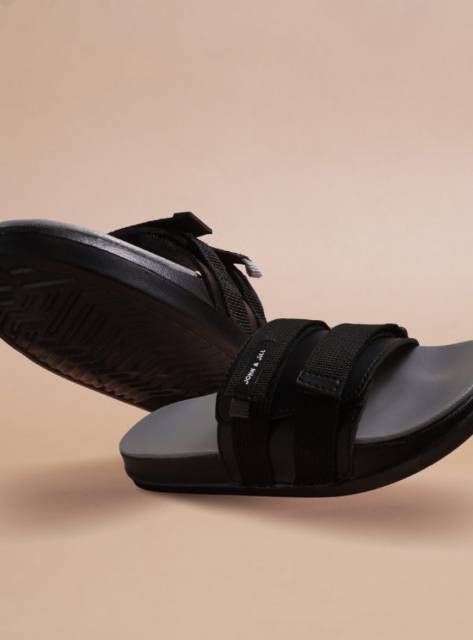 John&Jill Velcro Bold Sandal Grey-Black