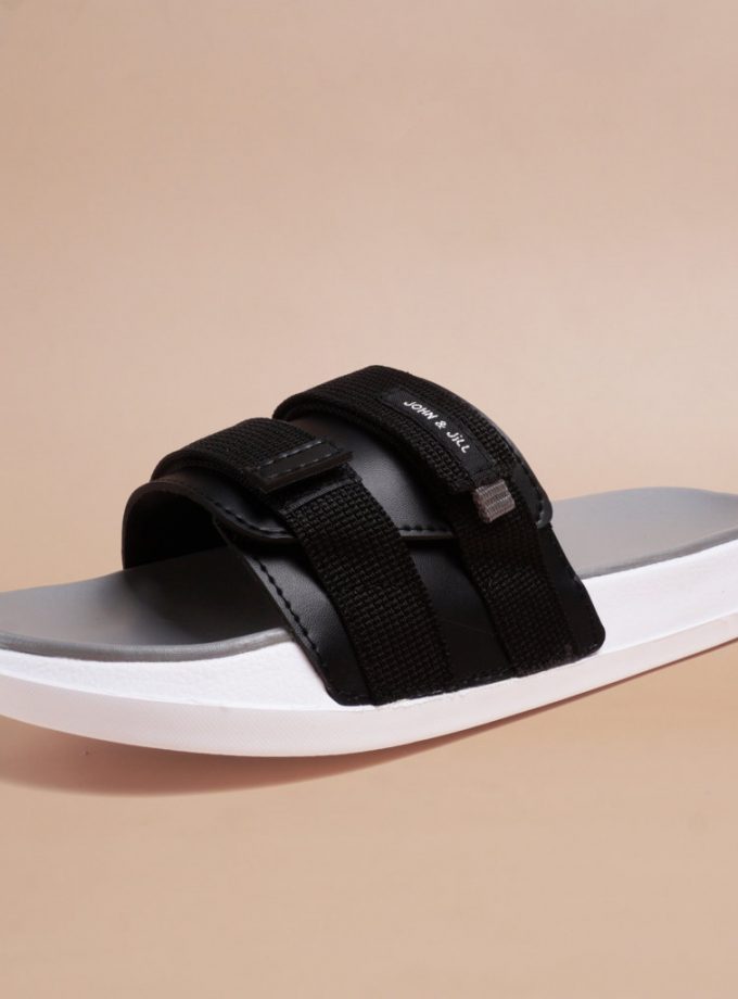 John&Jill Velcro Bold Sandal Grey-White