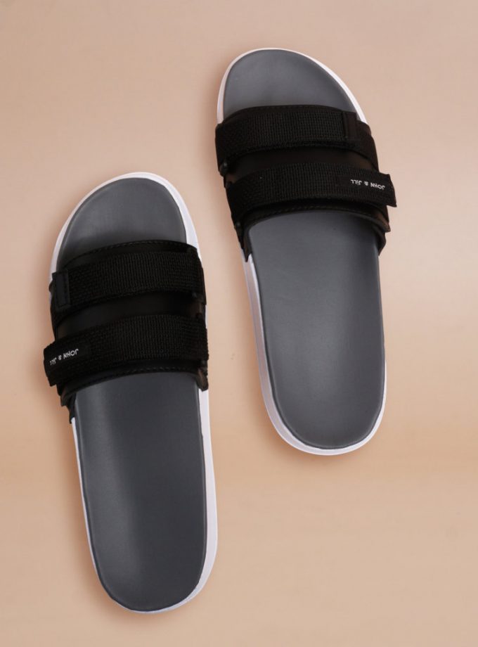 John&Jill Velcro Bold Sandal Grey-White