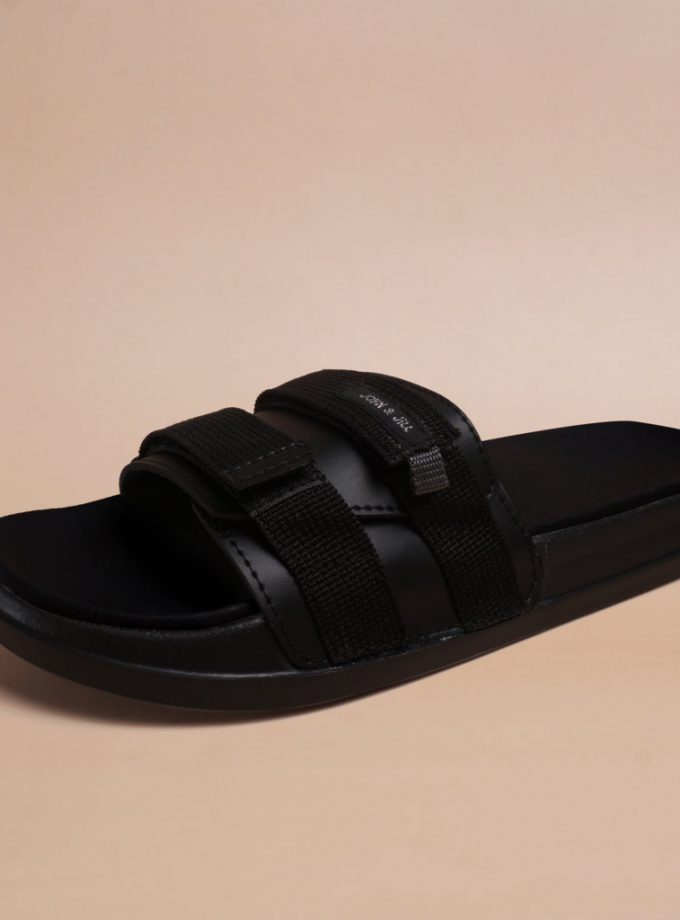 John&Jill Velcro Bold Sandal Black-Black