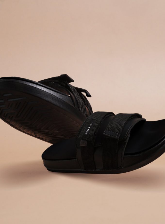 John&Jill Velcro Bold Sandal Black-Black