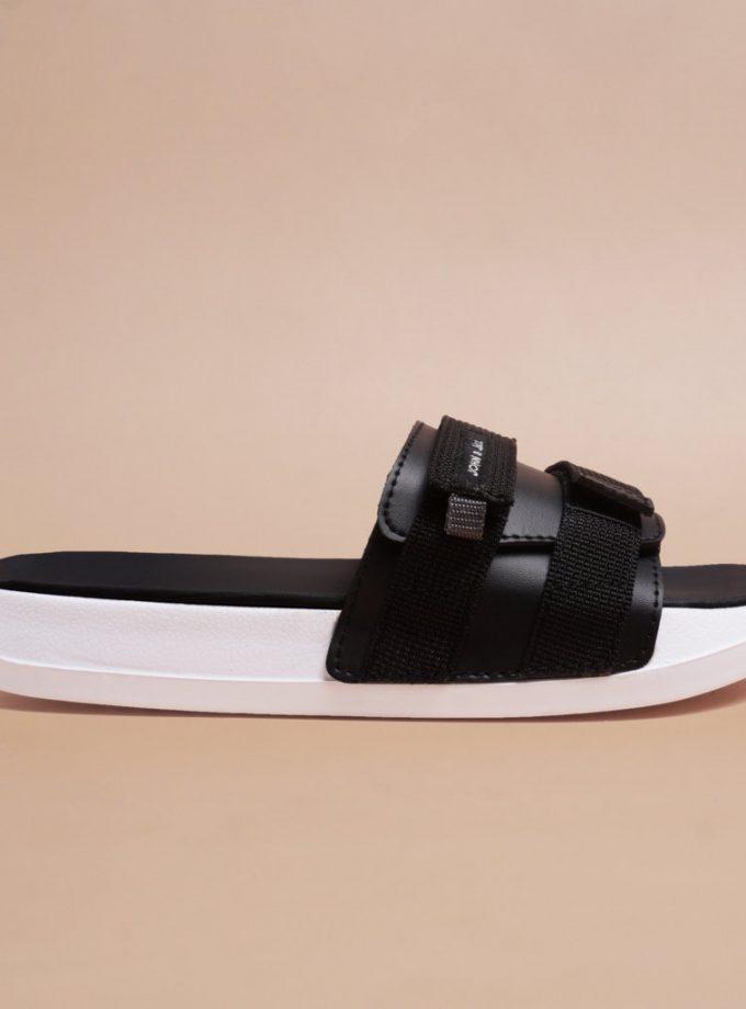 John&Jill Velcro Bold Sandal Black-White